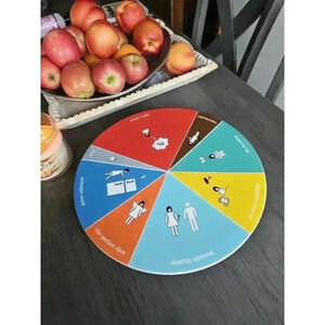 Wink Cake Plate Stand Pedestal w/ Various Funny Size Slices 12in Stoneware